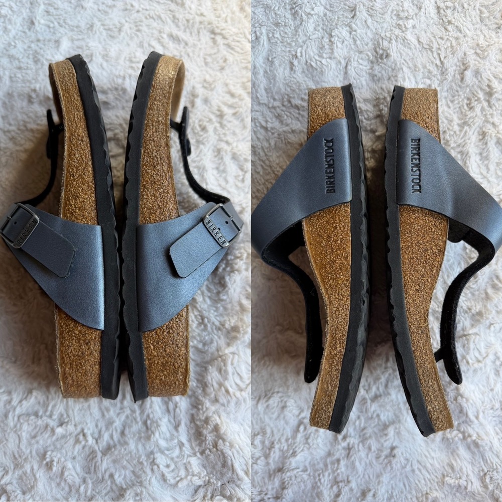 Birkenstock Gizeh Birko-Flor Steel Blue Grey Thong Sandals 38 7 7.5 - Picture 7 of 14